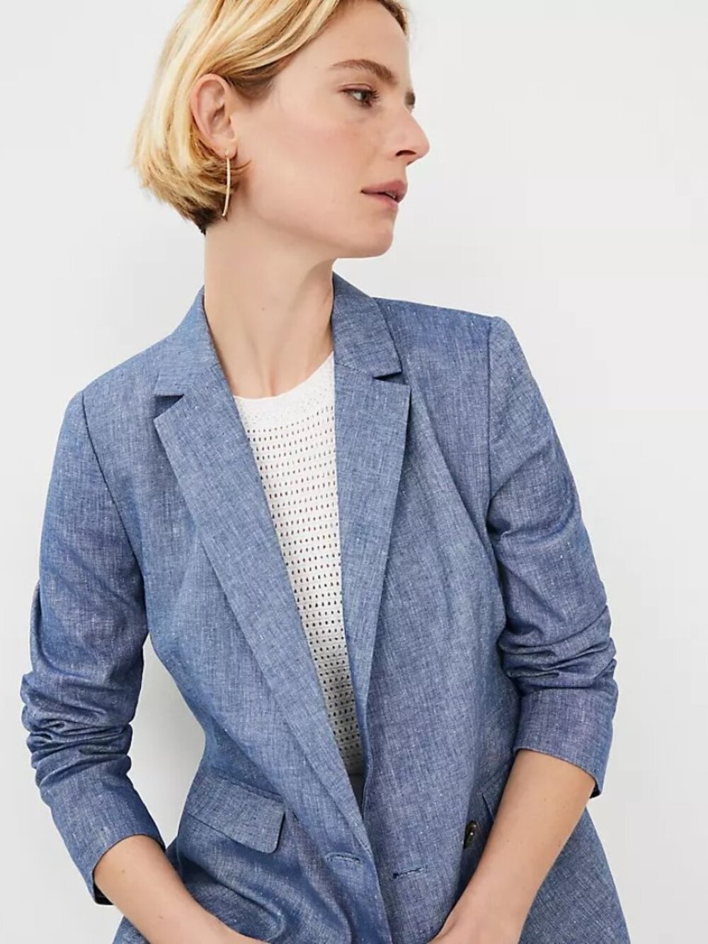 LOFT Chambray Linen-Blend Blazer